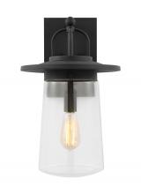 Generation Lighting 8708901EN7-12 - Tybee casual 1-light LED outdoor exterior large wall lantern sconce in black Finish