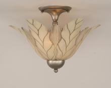 Toltec Company 120-BN-102 - Two Light Brushed Nickel Vanilla Leaf Glass Bowl Semi-Flush Mount