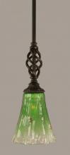Toltec Company 80-DG-723 - One Light Dark Granite Kiwi Green Crystal Glass Down Mini Pendant