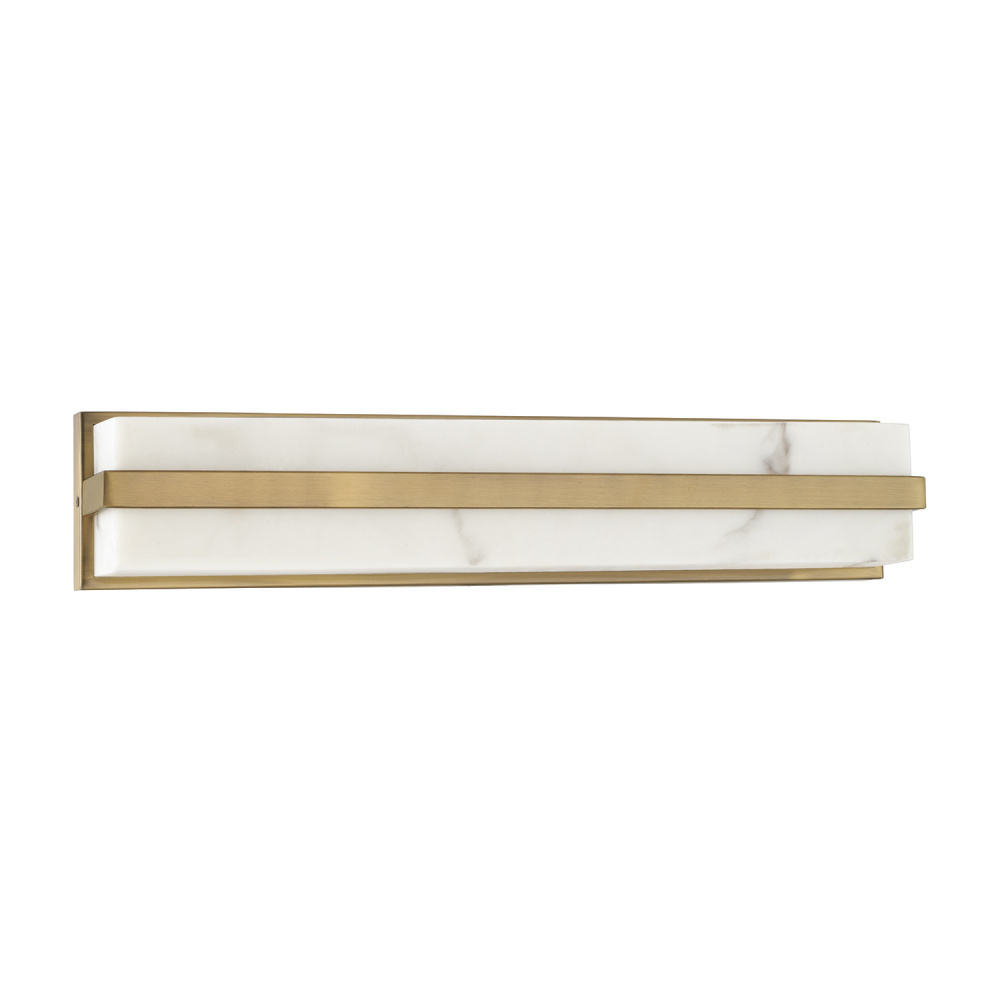 4.75" W x 24" H ADA Integrated LED Vanity Bath Bar in Aged Brass with Alabaster Glass