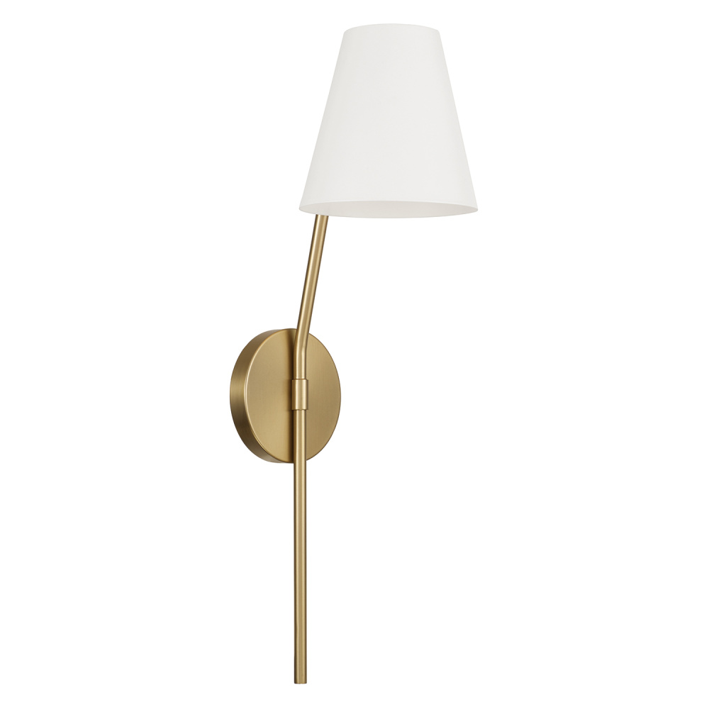 6.25" W x 23.25" H 1-Light Wallchiere Sconce in Aged Brass with Matte White Metal Shade