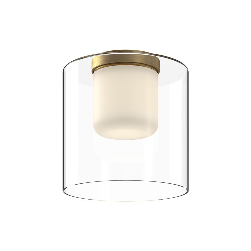 Birch 9-in Brushed Gold/Clear LED Flush Mount
