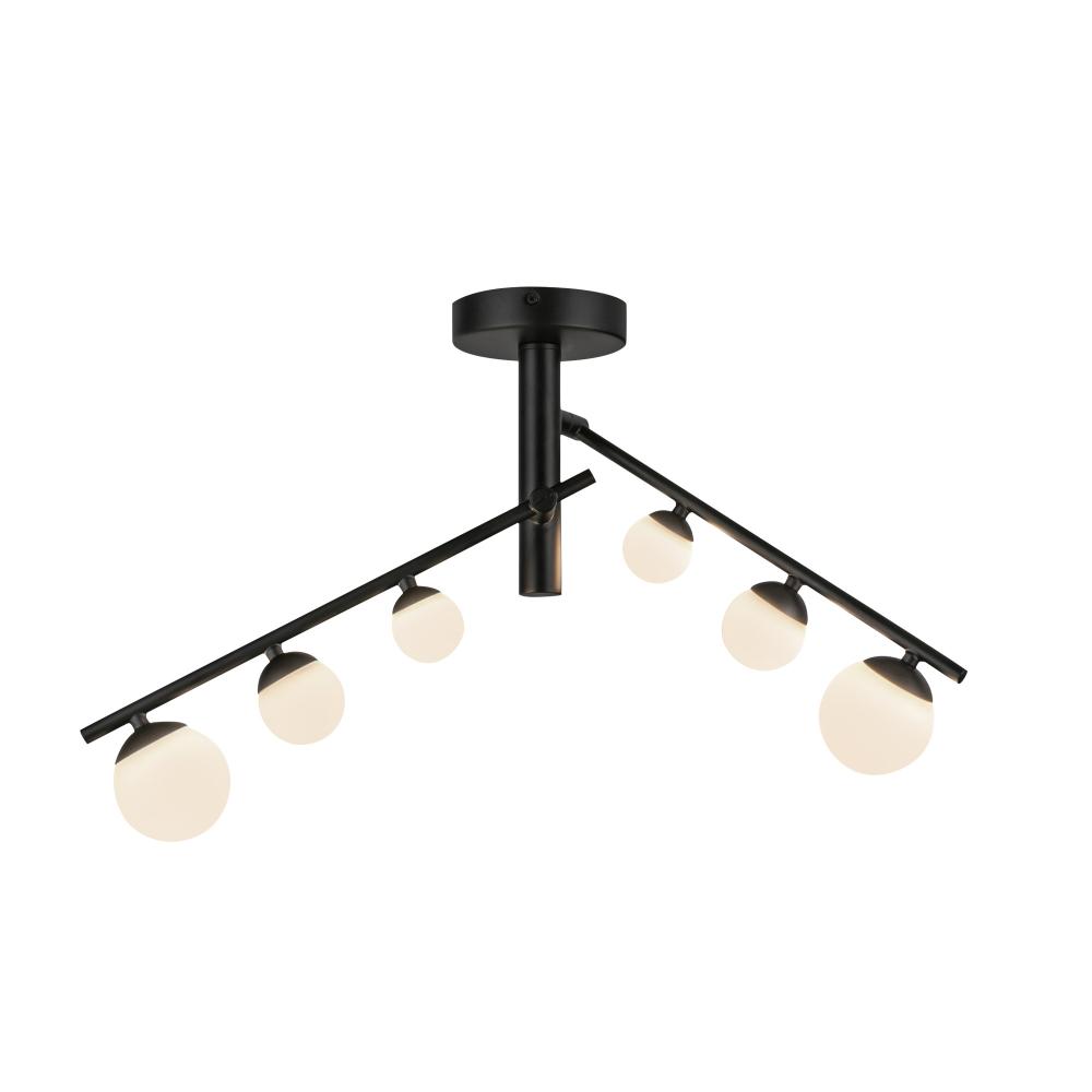 Cypress 2 Head Black/Opal Glass LED Semi-Flush