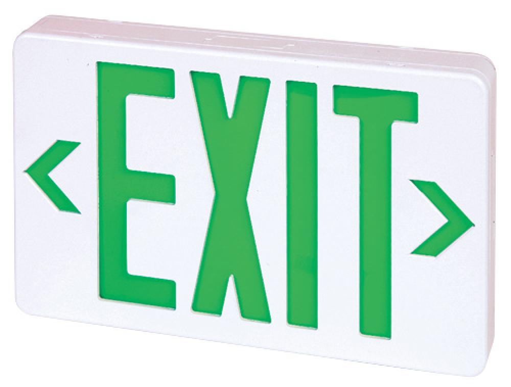 WHT LED EXIT W/ BTRY 1 OR 2PC RED/GREEN