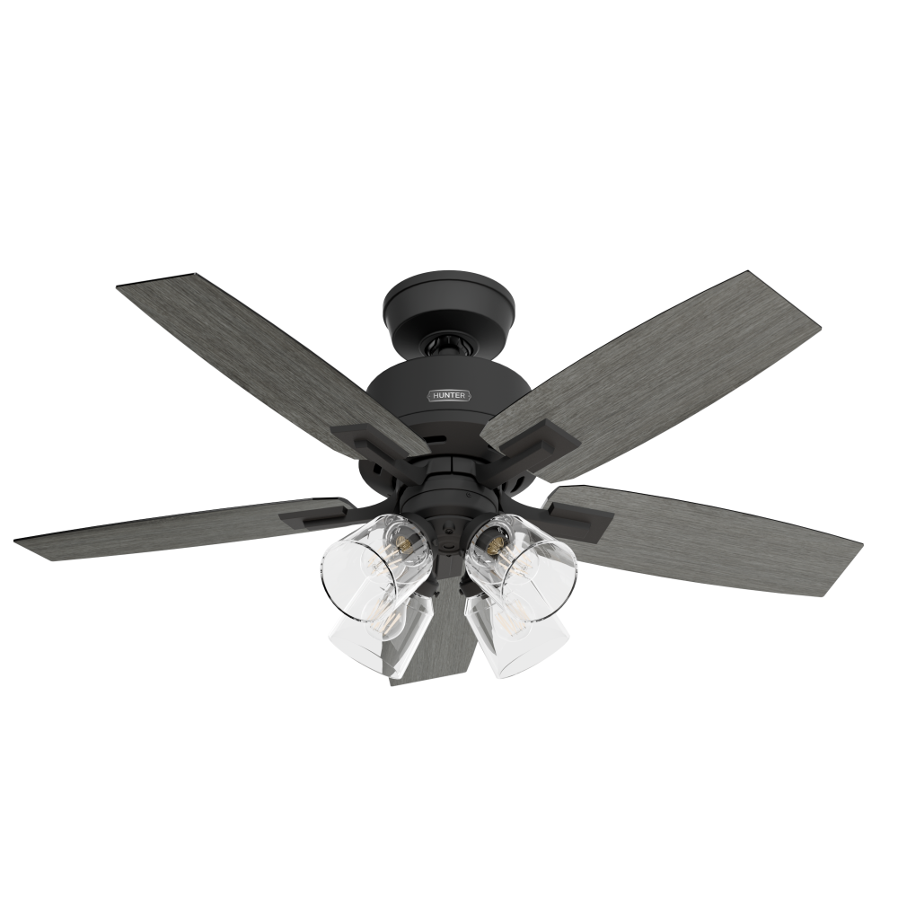 Hunter 44 in Gatlinburg HunterExpress Matte Black Ceiling Fan with LED Light Kit and Handheld Remote
