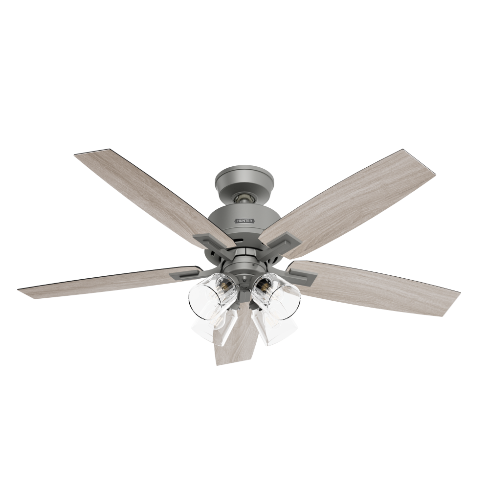 Hunter 52 in Gatlinburg HunterExpress Matte Silver Ceiling Fan with LED Lt Kit and Handheld Remote