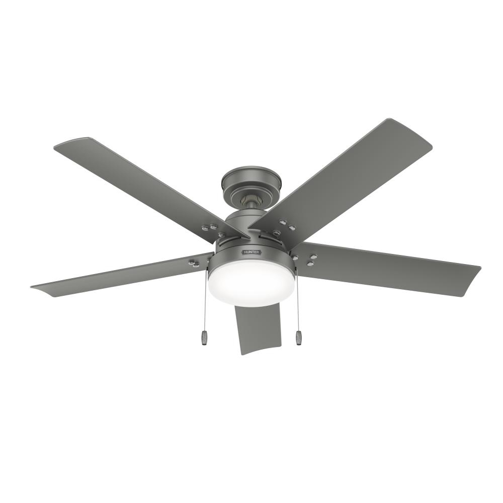 Hunter 52 in Sea Point Matte Silver WeatherMax Indoor / Outdoor Ceiling Fan w/ LED Lt Kit