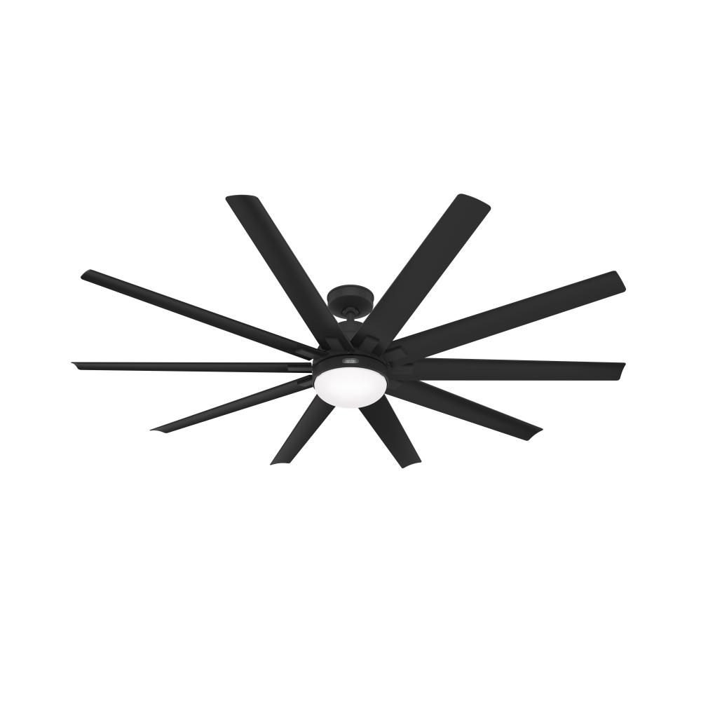 Hunter 72 inch Overton ENERGY STAR® Matte Black Damp Rated Ceiling Fan with LED Lt Kit