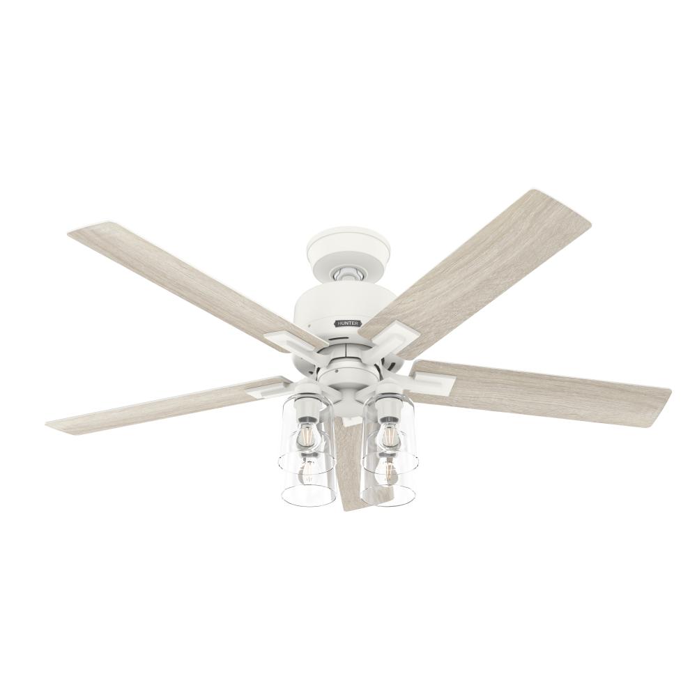 Hunter 52 inch Techne Wi-Fi HunterExpress Matte White Ceiling Fan with LED Lt Kit