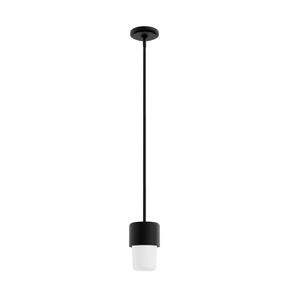 Hunter Station Natural Black Iron with Frosted Cased White Glass 1 Lt Pendant Ceiling Lt Fixture