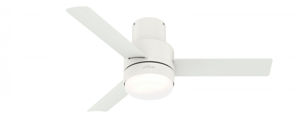 Hunter 44 inch Gilmour Matte White Low Profile Damp Rated Ceiling Fan with LED Lt Kit