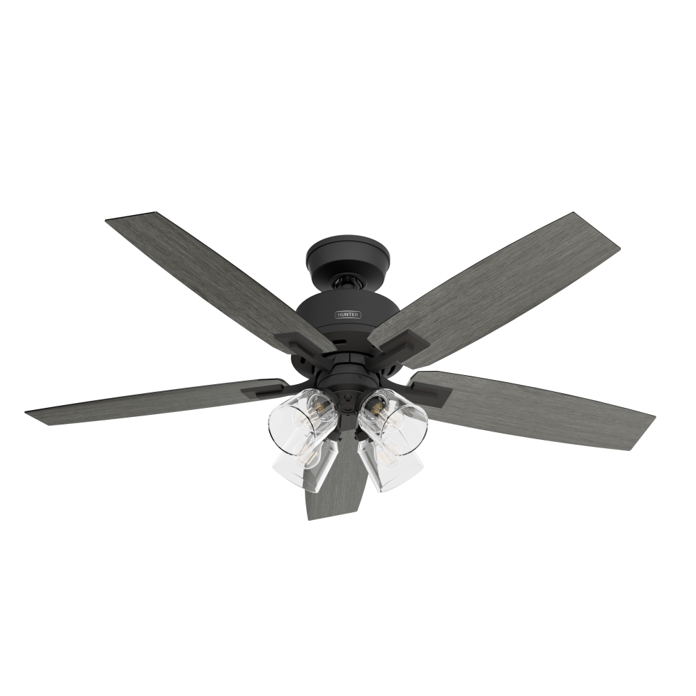Hunter 52 in Gatlinburg HunterExpress Matte Black Ceiling Fan with LED Light Kit and Handheld Remote