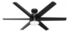 Hunter 59624 - Hunter 60 inch Solaria ENERGY STAR® Matte Black Damp Rated Ceiling Fan with LED Lt Kit