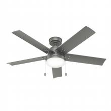 Hunter 51682 - Hunter 52 in Sea Point Matte Silver WeatherMax Indoor / Outdoor Ceiling Fan w/ LED Lt Kit