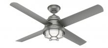 Hunter 55085 - Hunter 54 in Searow Matte Silver WeatherMax Indoor / Outdoor Ceiling Fan w/ LED Lt Kit
