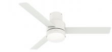 Hunter 51840 - Hunter 52 inch Gilmour Matte White Low Profile Damp Rated Ceiling Fan with LED Lt Kit