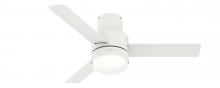 Hunter 51334 - Hunter 44 inch Gilmour Matte White Low Profile Damp Rated Ceiling Fan with LED Lt Kit