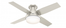 Hunter 50398 - Hunter 44 in Dempsey Matte Nickel Low Profile Damp Rated Ceiling Fan with LED Lt Kit
