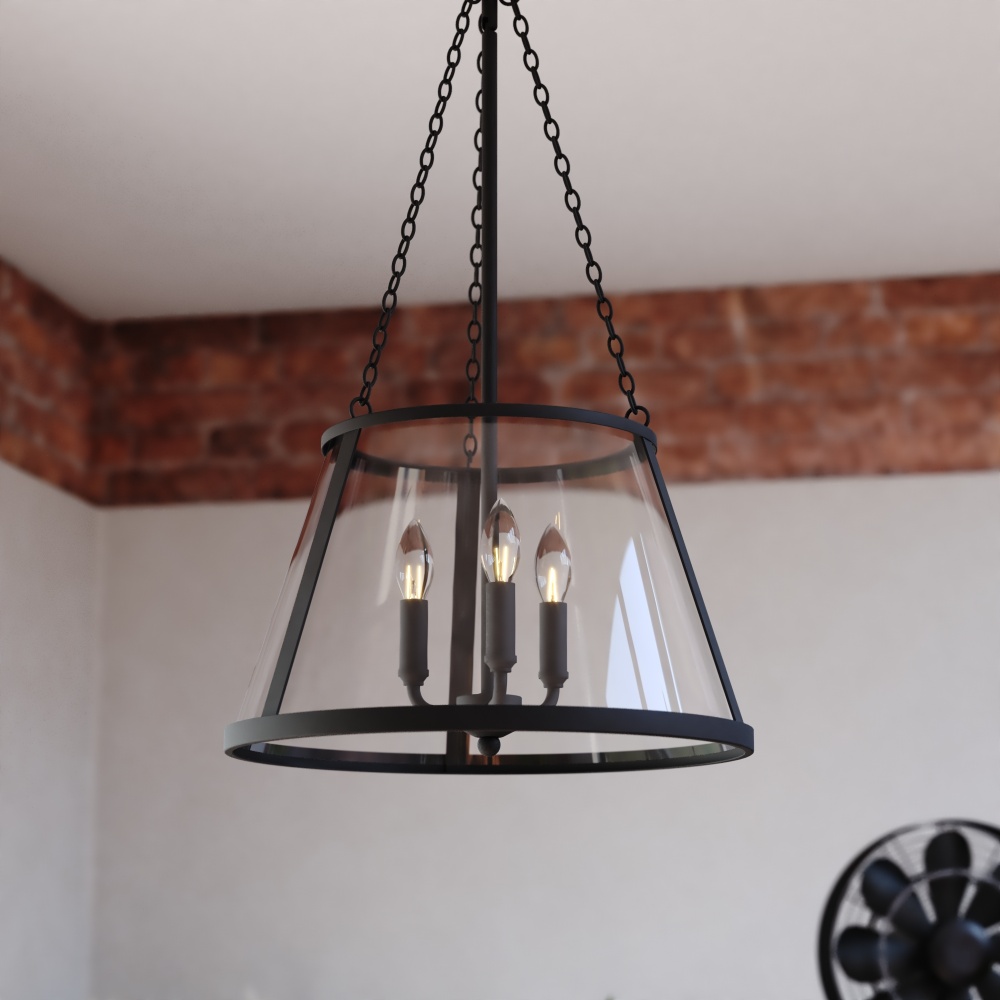 Rochester 16-in. 3 Light Pendant Matte Black