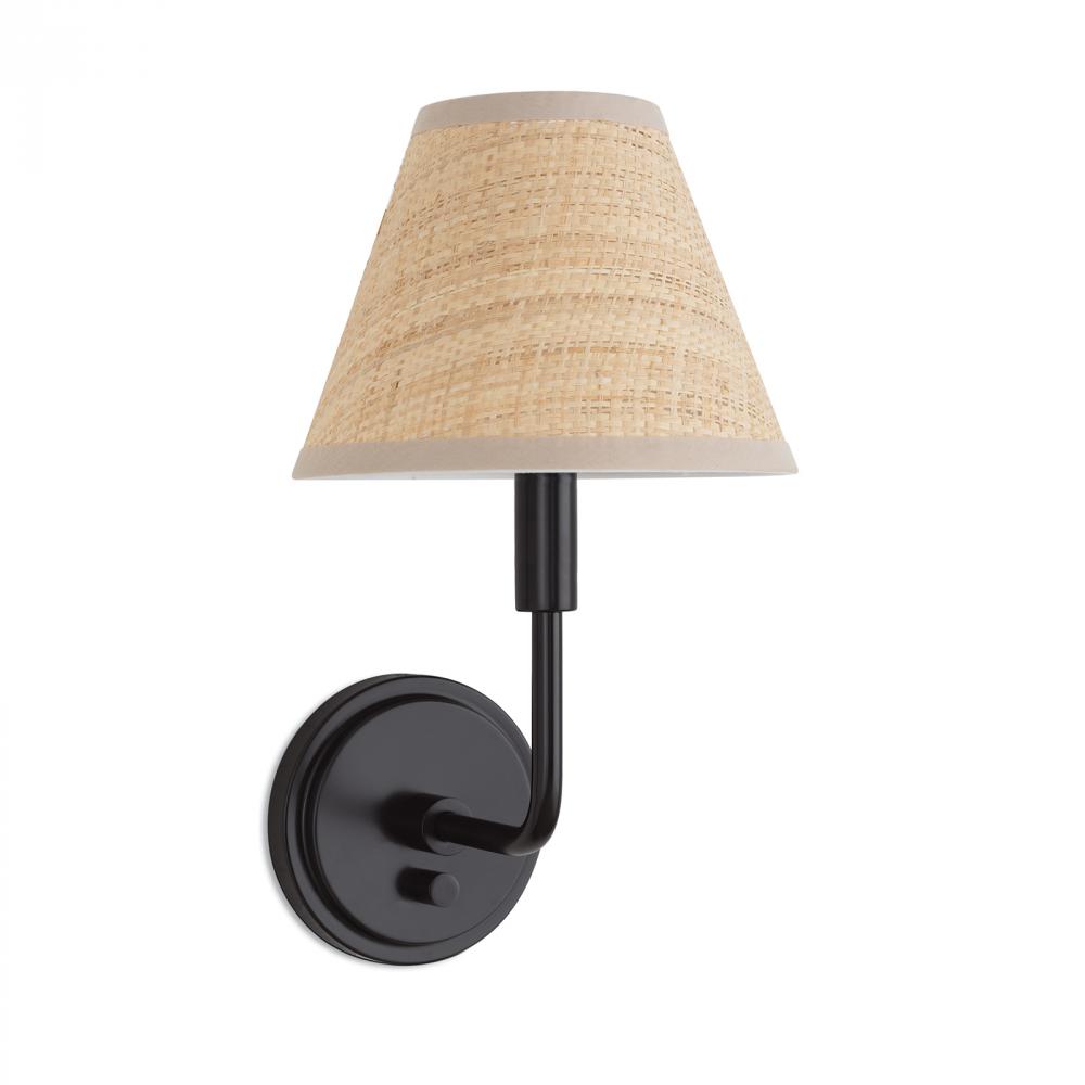 Regina Andrew Polly Sconce Single (Blackened Brass with Rattan Shade)