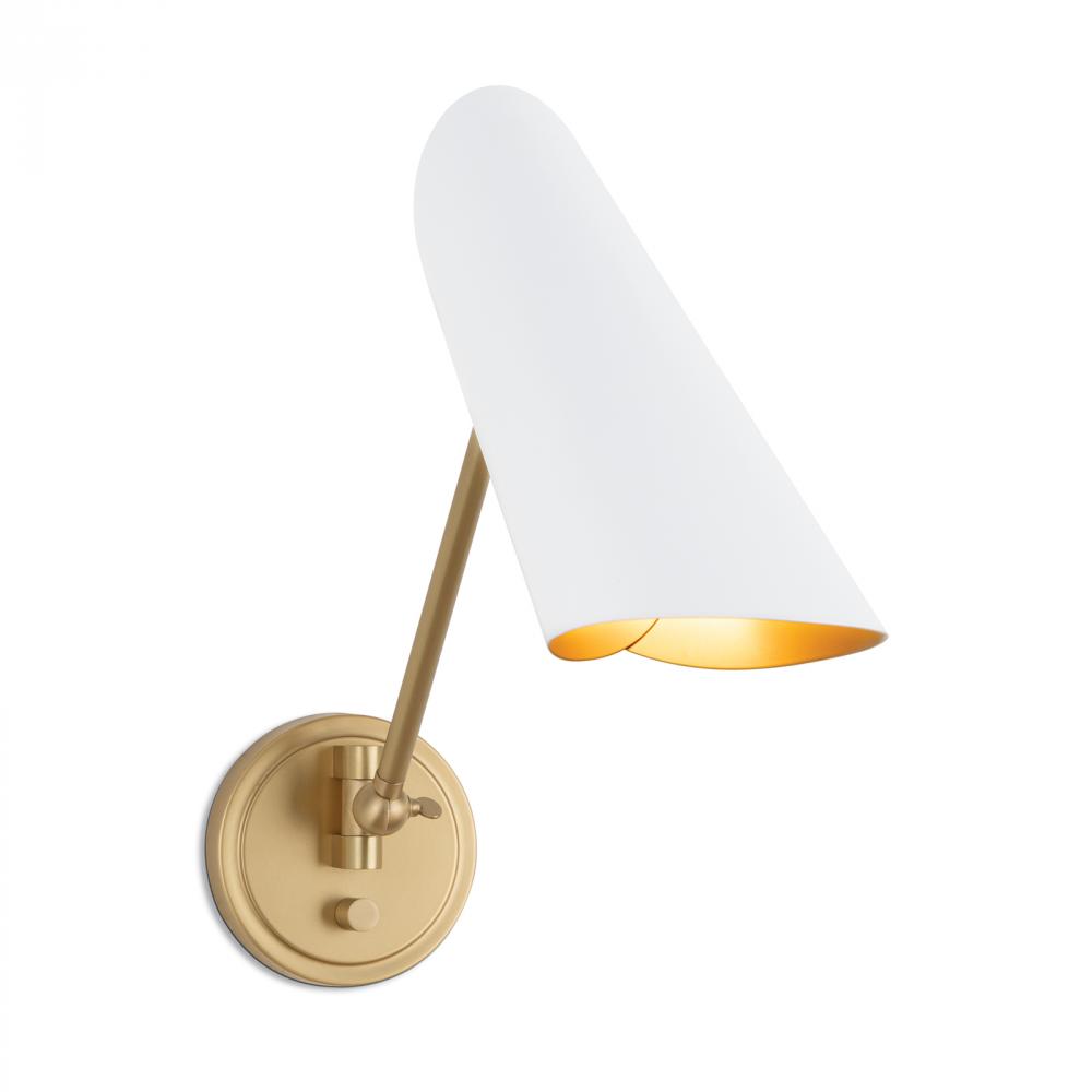 Regina Andrew Vest Single Arm Sconce (White and Natural Brass)