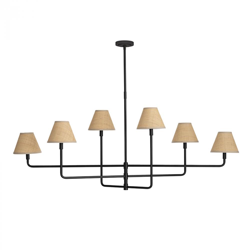 Regina Andrew Polly Metal Chandelier (Blackened Brass with Rattan Shade)