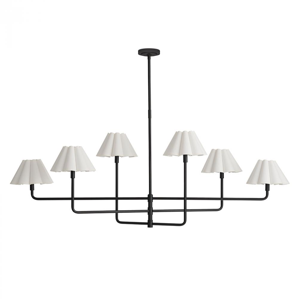 Regina Andrew Polly Metal Chandelier (Blackened Brass with White Scalloped Shade)