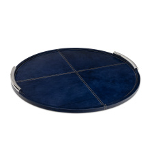 Regina Andrew 20-1692BL - Regina Andrew Hayes Leather Tray Round Large (Blue)