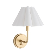 Regina Andrew 15-1241NB-WT - Regina Andrew Polly Sconce Single (Natural Brass with White Scalloped Shade)