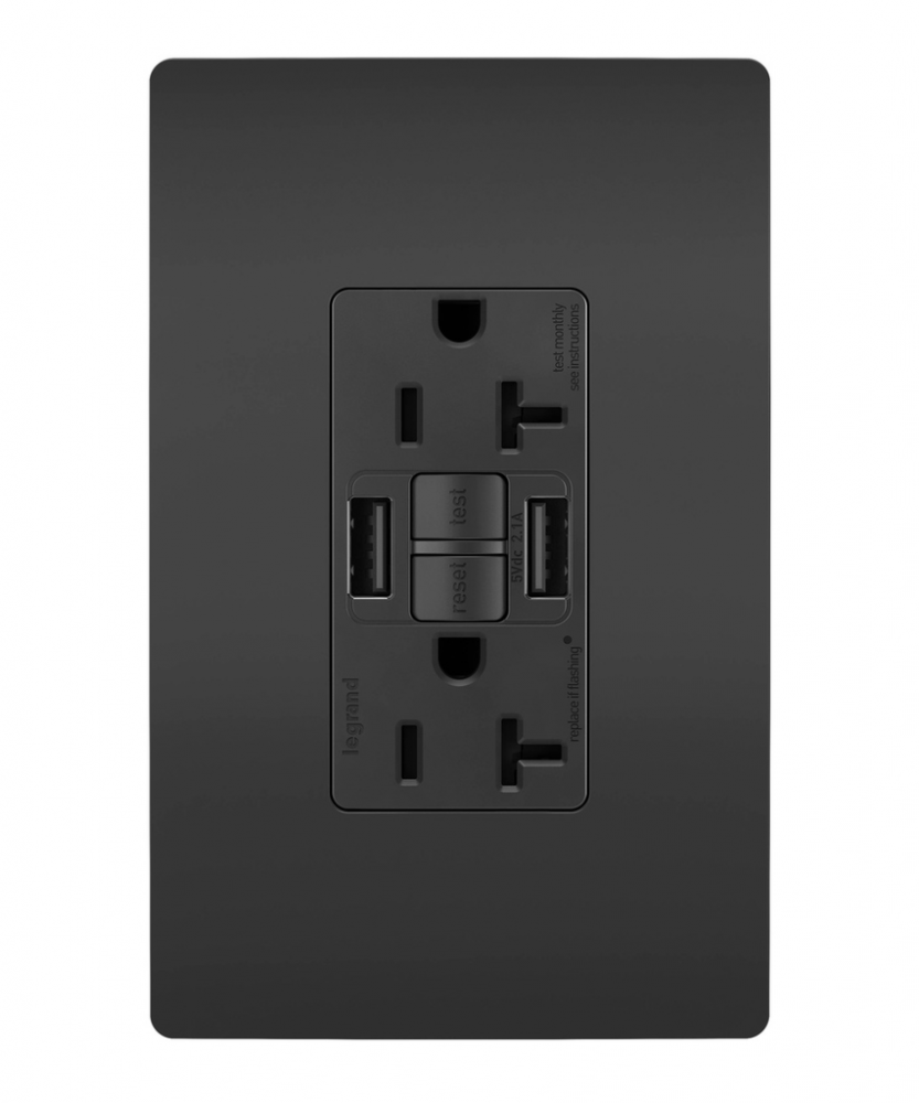 radiant Tamper-Resistant 20A Duplex Self-Test GFCI Receptacles with SafeLock Protection