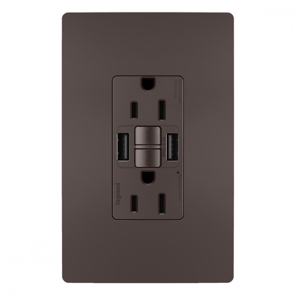 radiant Tamper-Resistant 15A Duplex Self-Test GFCI Receptacles with SafeLock Protection