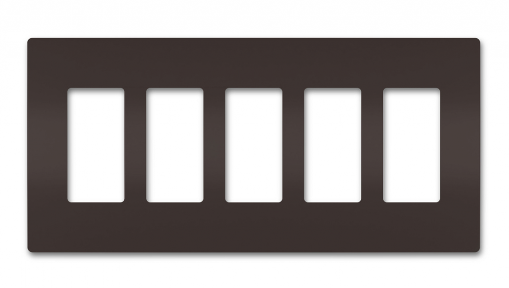 radiant Five-Gang Screwless Wall Plate, Brown
