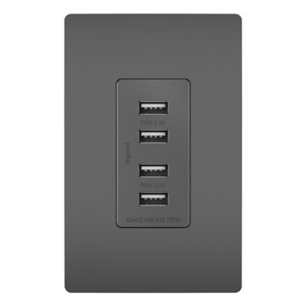 radiant Quad USB Charger, Black