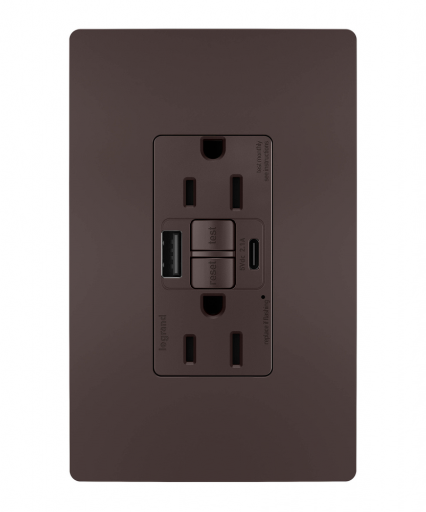 radiant Tamper-Resistant 15A Duplex Self-Test GFCI Receptacles with SafeLock Protection