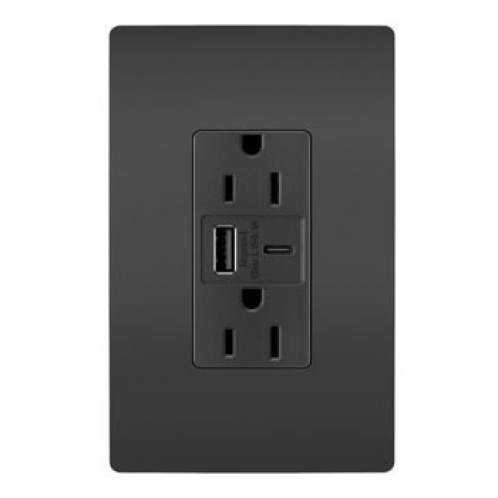 radiant 15A Tamper-Resistant Ultra-Fast USB Type A/C Outlet, Black (10 pack)