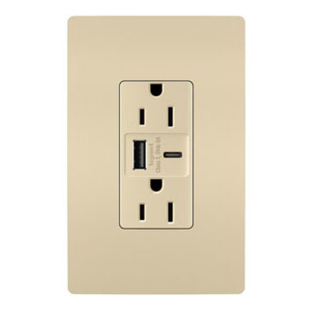 radiant 15A Tamper-Resistant Ultra-Fast USB Type A/C Outlet, Ivory (10 pack)
