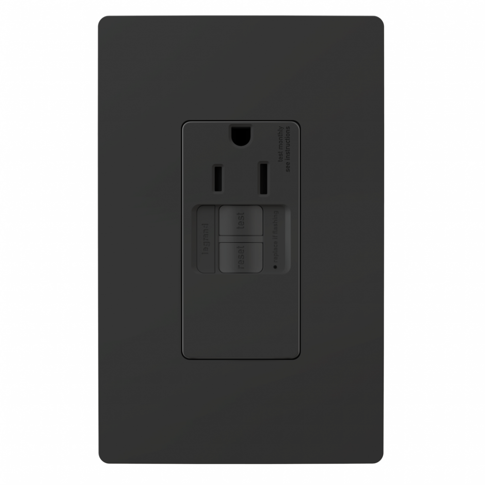 radiant Tamper-Resistant 15A Simplex Self-Test GFCI Receptacles with SafeLock Protection, Black (10 pack)