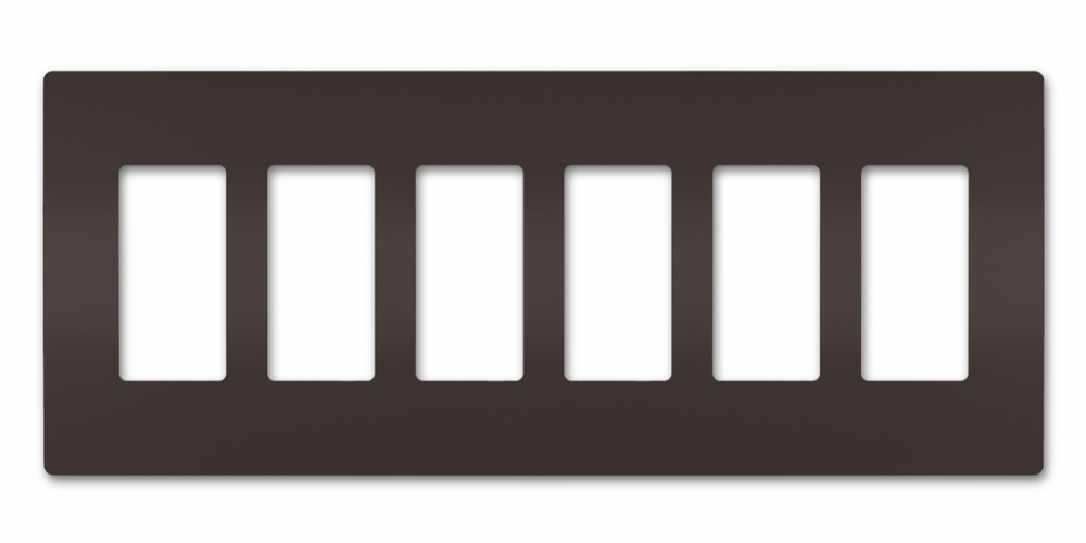 radiant Six-Gang Screwless Wall Plate, Brown