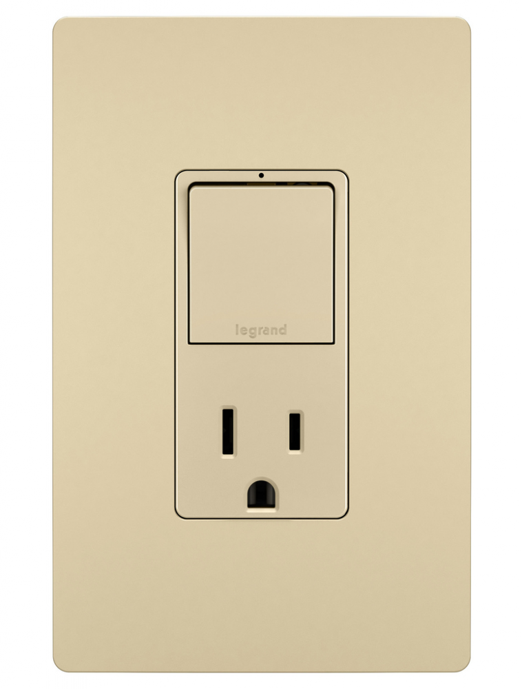 radiant Single Pole/3-Way Switch with 15A Tamper-Resistant Outlet, Ivory