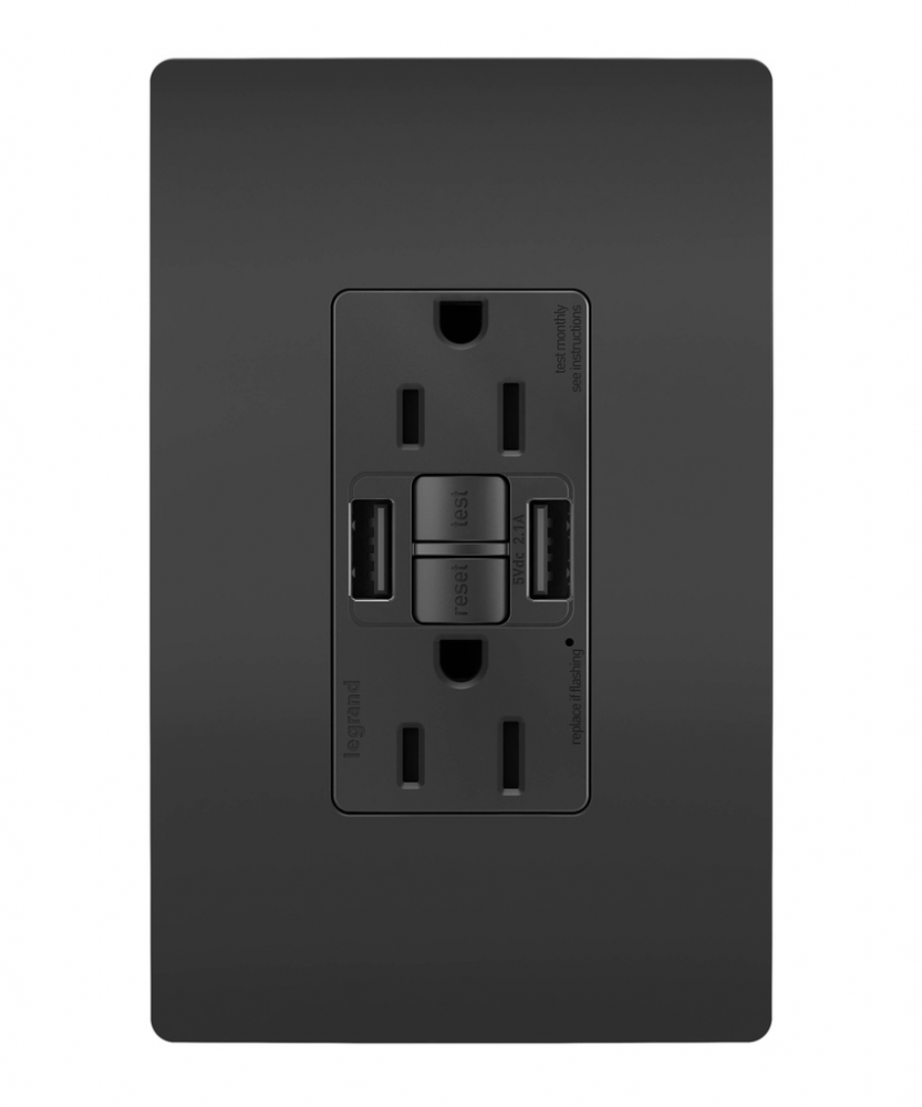 radiant Tamper-Resistant 15A Duplex Self-Test GFCI Receptacles with SafeLock Protection