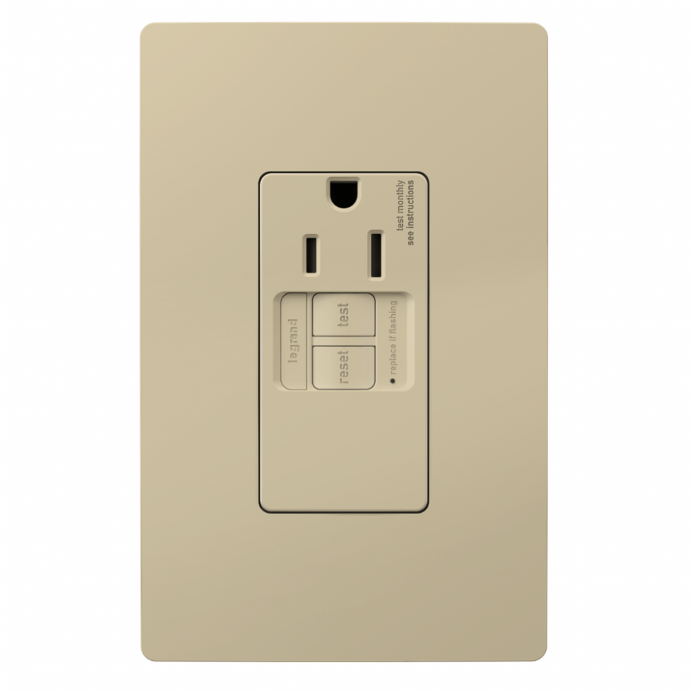 radiant Tamper-Resistant 15A Simplex Self-Test GFCI Receptacles with SafeLock Protection, Ivory