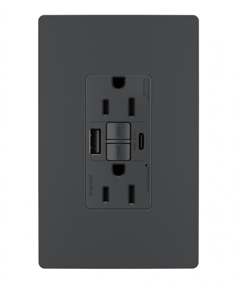 radiant Tamper-Resistant 15A Duplex Self-Test GFCI Receptacles with SafeLock Protection