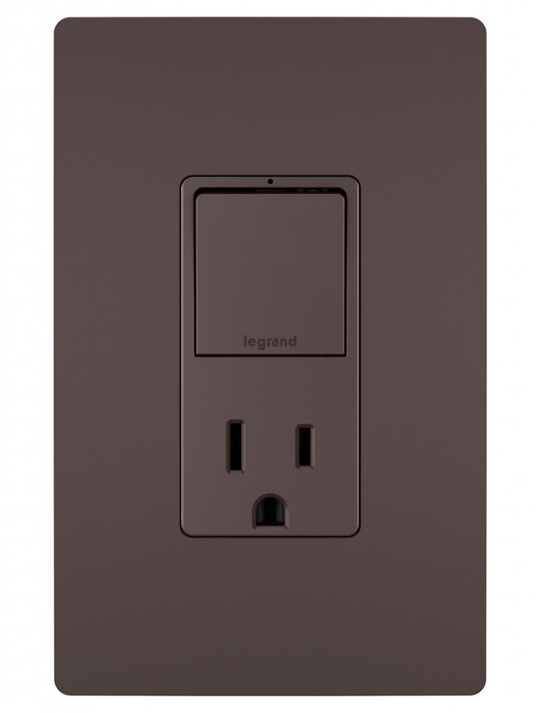 radiant Single Pole/3-Way Switch with 15A Tamper-Resistant Outlet, Dark Bronze