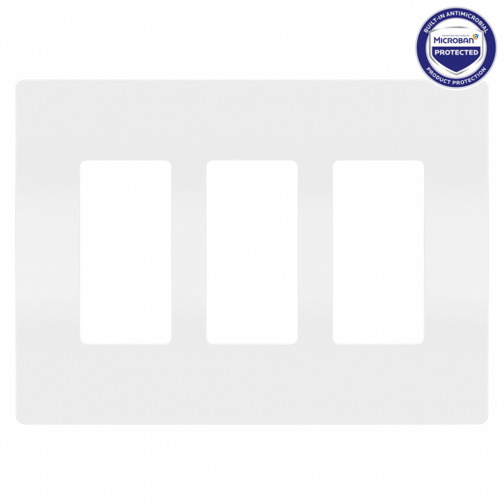 radiant Three-Gang Screwless Wall Plate with Microban