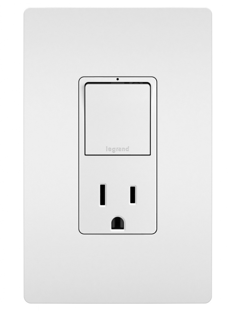 radiant Single Pole/3-Way Switch with 15A Tamper-Resistant Outlet, White