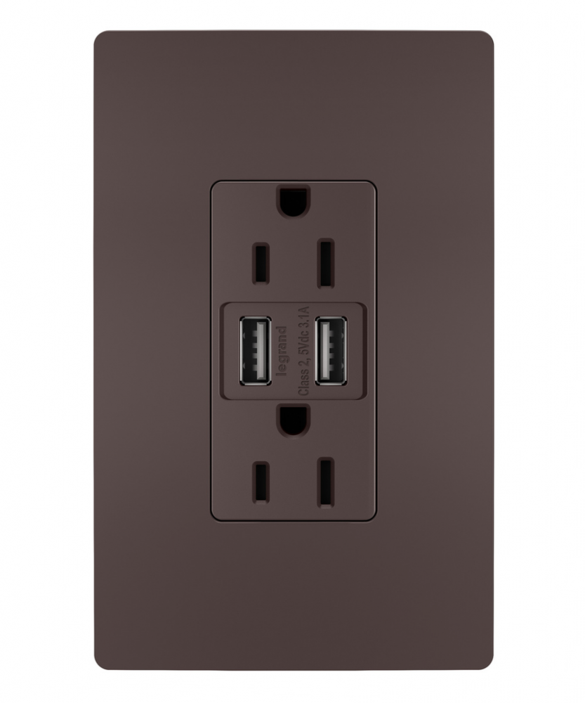 radiant 15A Tamper-Resistant USB Outlet, Dark Bronze