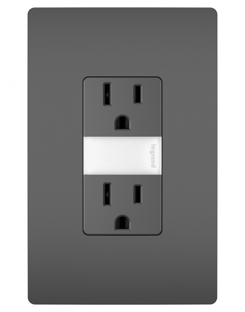 radiant 15A Tamper-Resistant Outlet with Night Light, Black (6 pack)
