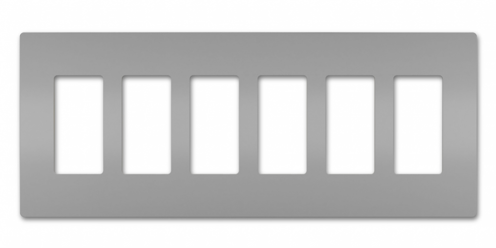 radiant Six-Gang Screwless Wall Plate, Gray
