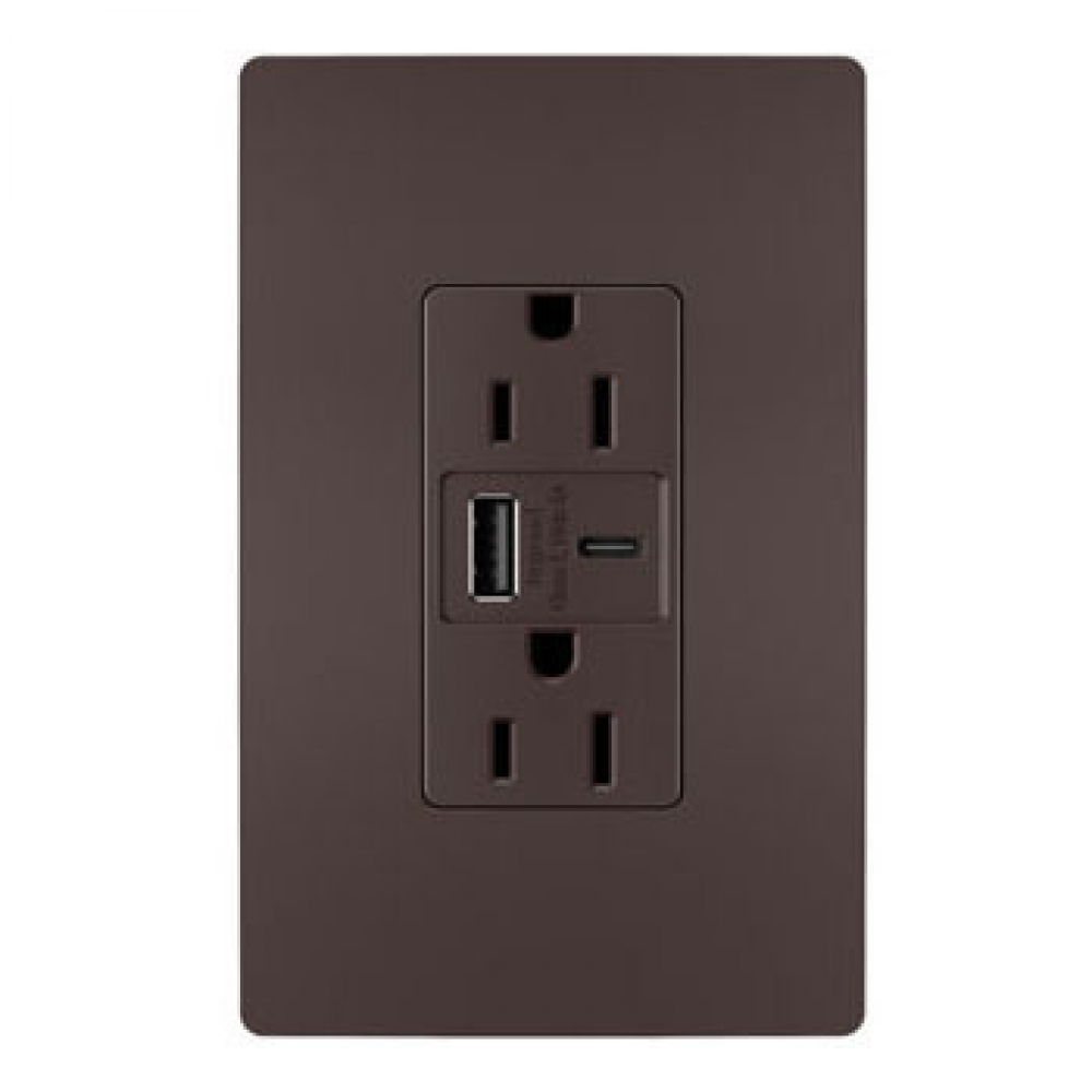 radiant 15A Tamper-Resistant Ultra-Fast USB Type A/C Outlet, Dark Bronze