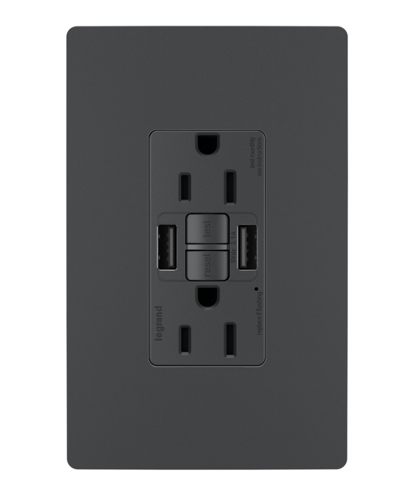 radiant Tamper-Resistant 15A Duplex Self-Test GFCI Receptacles with SafeLock Protection